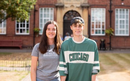 RGS Worcester pupils on Exam Results Day